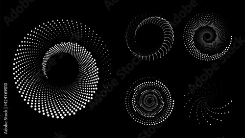 Halftone dots abstract circular shapes collection