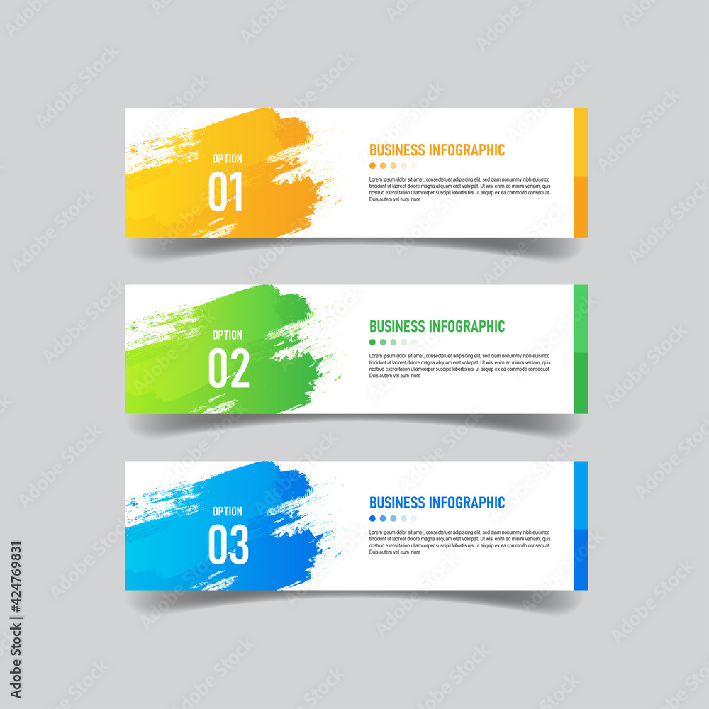 Infographics design template, Business banner concept with 3 steps	