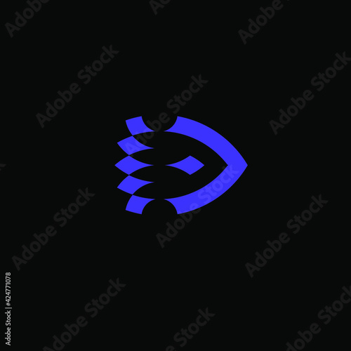 Simple rocket logo design. Rocket logo in golden ratio to blue. Simple illustration of a rocket. - Vector