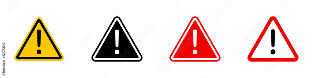 Advertencia, atención, alerta. Conjunto de iconos de advertencia. Icono de vector Advertencia, atención, alerta. Conjunto de iconos de advertencia. Icono de vector