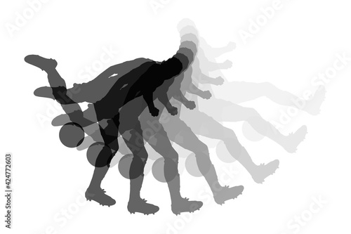 Footballeur Abstrait en Mouvement Ton de Gris