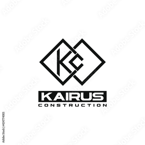 KC Logo Design Template Vector Graphic Branding Element, White Background.