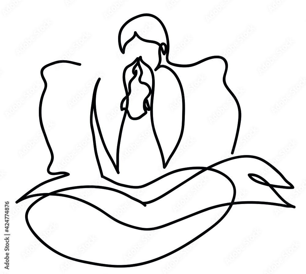 One line drawing of sick woman.
One continuous line drawing of flu concept. One line drawing of sick woman.
One continuous line drawing of flu concept.