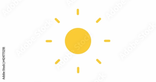 Animation of the sun with its rays. Nice warm weather. 4K animation with alpha channel
