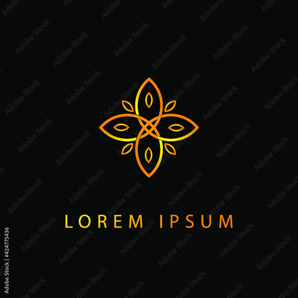 Flower Logo Inspiration design template on black background