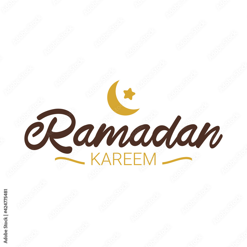 Eid Al-Fitr Mubarak greeting typography vector element. Ramadan Kareem lettering.