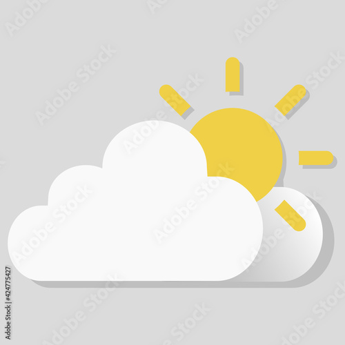 Isolated vector object weather icon Sunny, partly cloudy