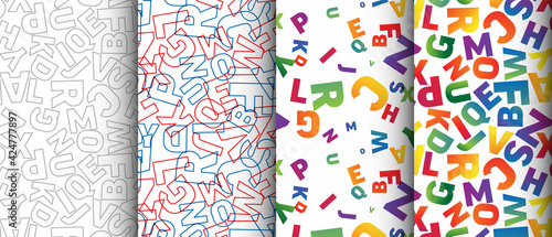 Four various pattern with colorful letters