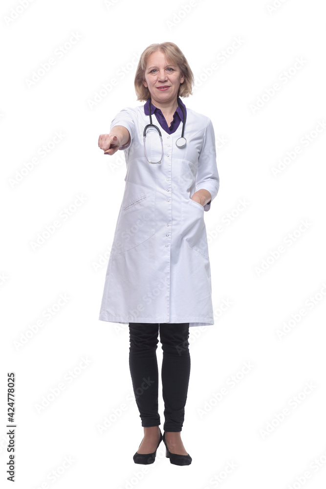 Front view of smiling medical doctor woman with stethoscope Front view of smiling medical doctor woman with stethoscope