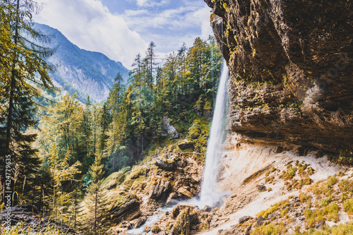 The Pericnik slap or Pericnik Fall is located in Triglav National Park, Slovenia. It is a big waterfall that falls from the cascade. photo