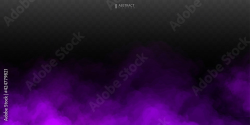 Purple Fog or smoke isolated transparent special effect. Purple vector cloudiness, mist or smog background. Vector illustration