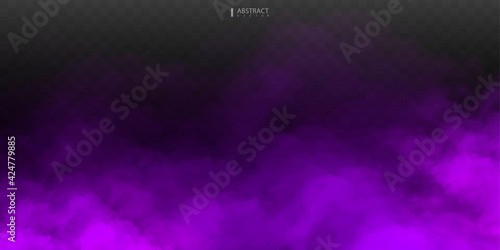 Purple Fog or smoke isolated transparent special effect. Purple vector cloudiness, mist or smog background. Vector illustration
