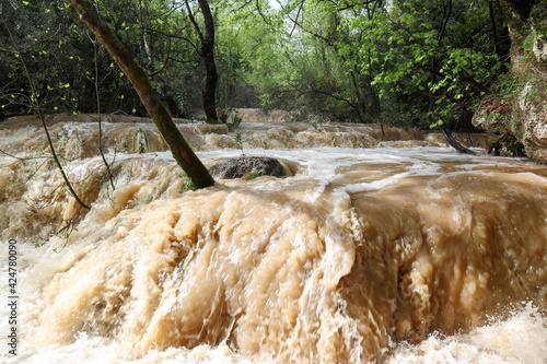 flood in Kursunlu waterfall nature park after the hard rain