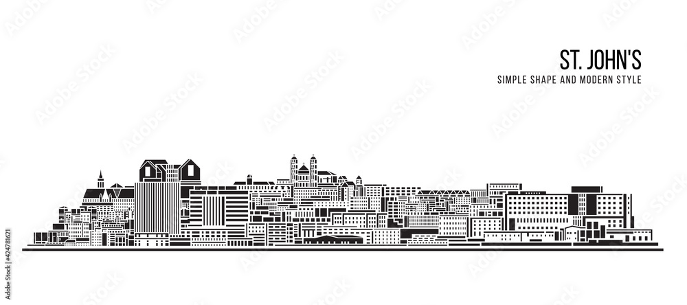 Cityscape Building Abstract Simple shape and modern style art Vector design - St. John's
