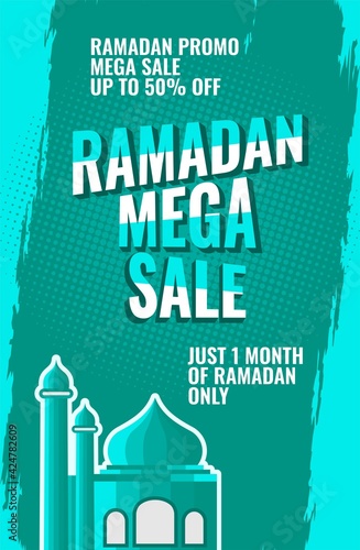 graphic design vector banner of ramadan mega sale promotion 