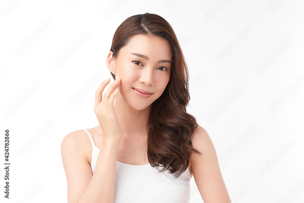 Beautiful young asian woman with clean fresh skin on white background, Face care, Facial treatment, Cosmetology, beauty and spa, Asian women portrait Beautiful young asian woman with clean fresh skin on white background, Face care, Facial treatment, Cosmetology, beauty and spa, Asian women portrait