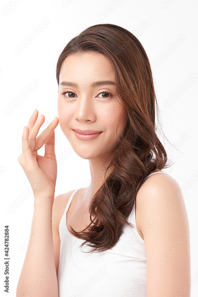 Beautiful young asian woman with clean fresh skin on white background, Face care, Facial treatment, Cosmetology, beauty and spa, Asian women portrait Beautiful young asian woman with clean fresh skin on white background, Face care, Facial treatment, Cosmetology, beauty and spa, Asian women portrait