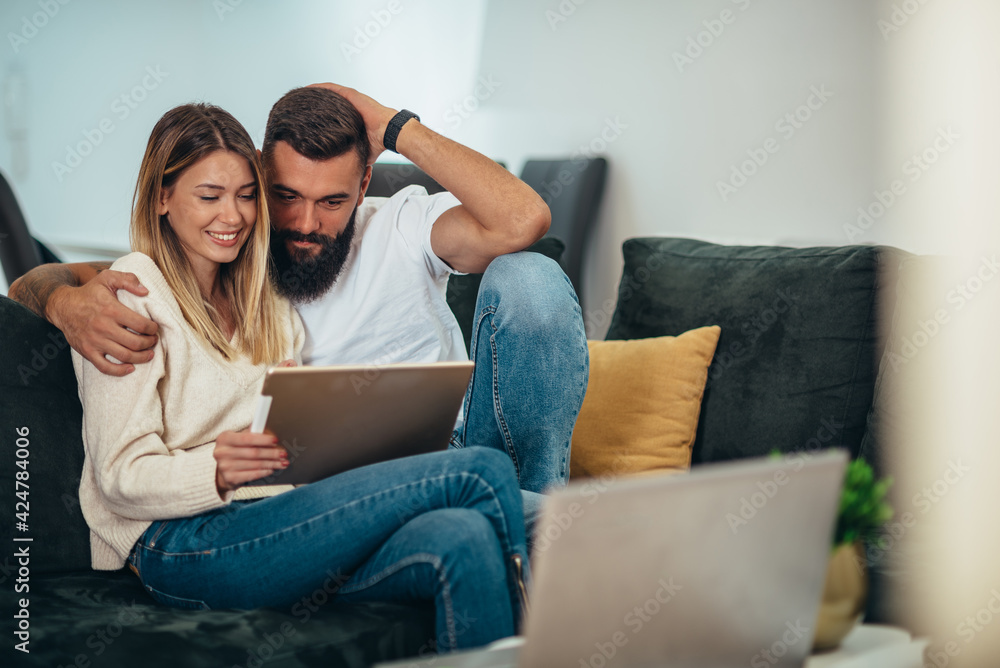 Couple using digital tablet for video call Couple using digital tablet for video call