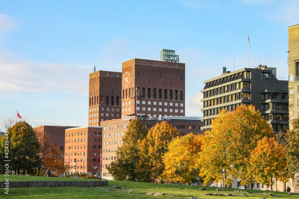 Oslo City Hall on an autumn day,Norway,scandinavia,Europe