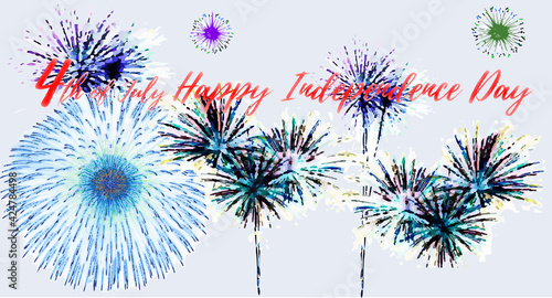 4th of july, united states independence day. fireworks. Vector illustration.