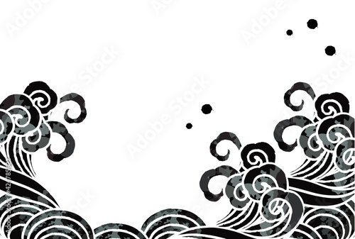 高波と魚のベクターイラスト素材