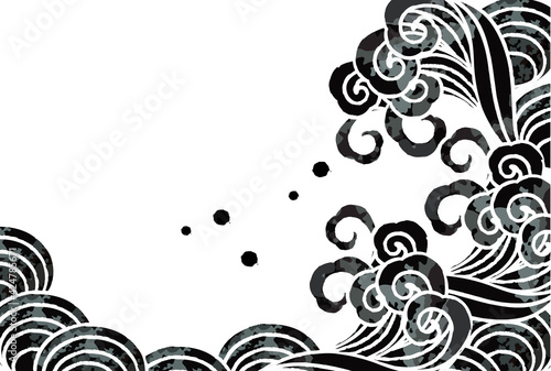 高波と魚のベクターイラスト素材