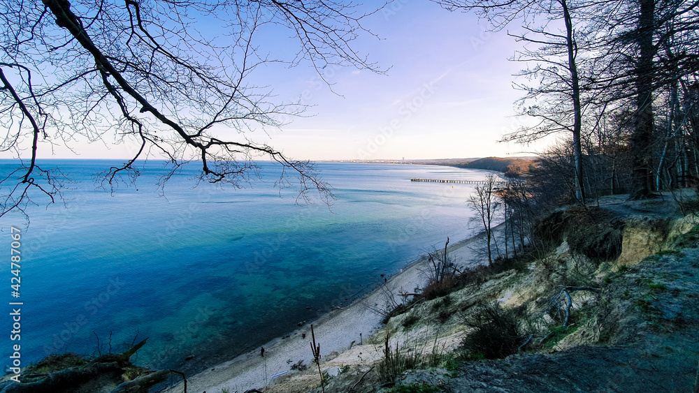 View from a high cliff over the Baltic Sea in Gdynia Orlowo, Pomeranian Voivodeship, Poland View from a high cliff over the Baltic Sea in Gdynia Orlowo, Pomeranian Voivodeship, Poland
