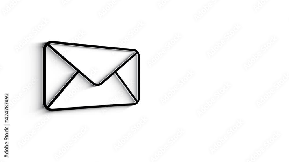 3D Line Icon mail for text Animation on white background. 3D Line Icon mail for text Animation on white background.