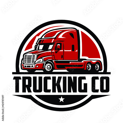 Trucking Logo Vector. Premium Logo Design Semi Truck