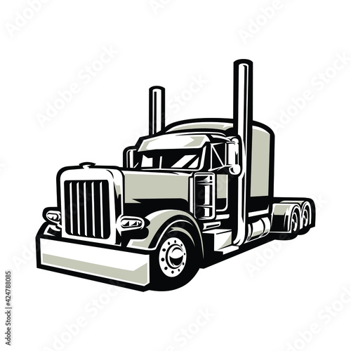Freightliner Semi Truck 18 Wheeler Silhouette Vector