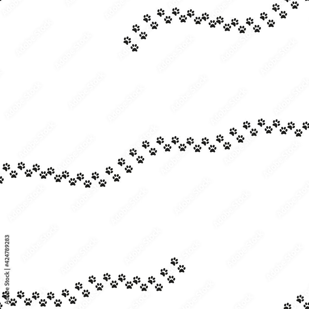Animal footprint seamless pattern. Footprints of a cat Animal footprint seamless pattern. Footprints of a cat