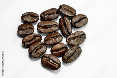 coffee in beans on a white background