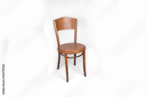 Retro wooden Thonet chair on a white