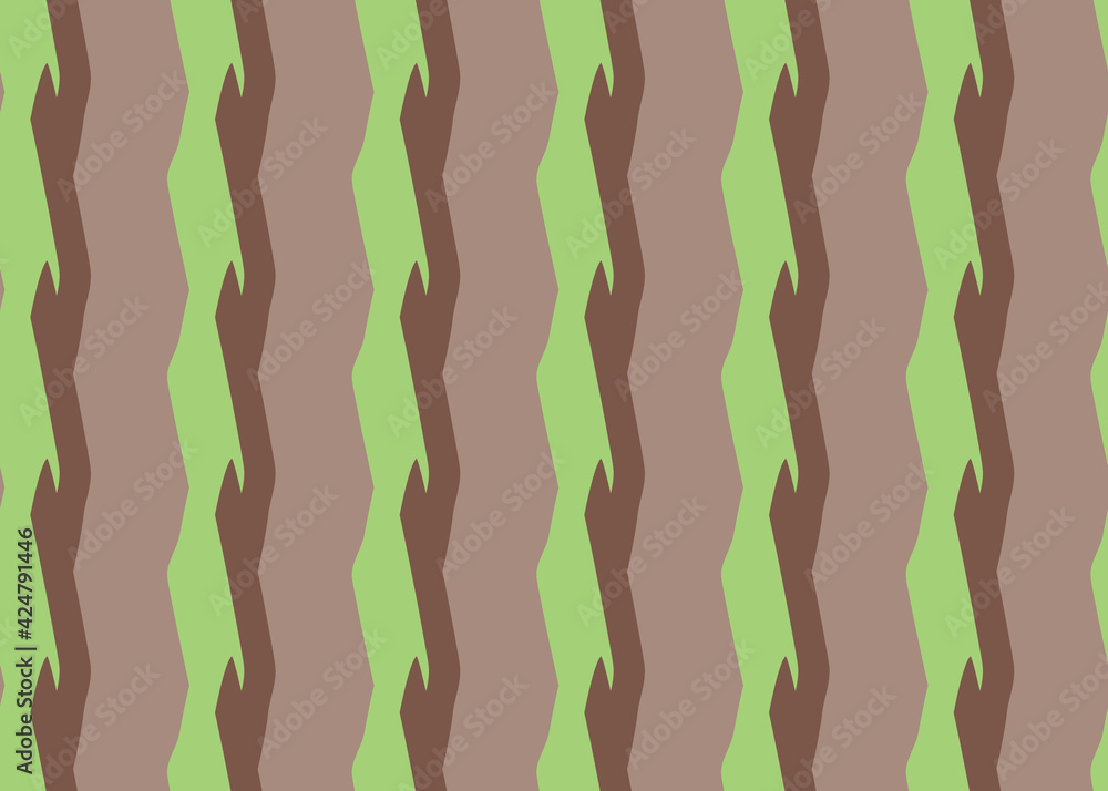 Vector texture background, seamless pattern. Hand drawn, green, brown colors.