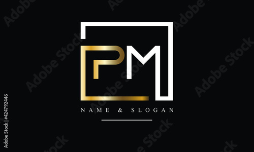 PM, MP, P, M abstract letters logo monogram photo