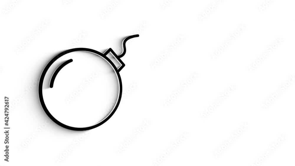 3D Line Icon bomb symbol Animation on white background. 3D Line Icon bomb symbol Animation on white background.