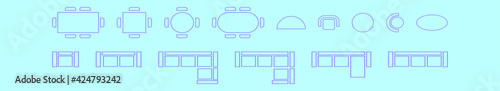 set of floor plan element cartoon icon design template with various models. vector illustration isolated on blue background