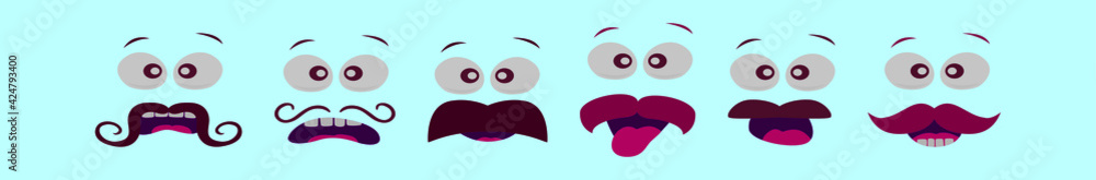 set of expression cartoon icon design template with various models. vector illustration isolated on blue background set of expression cartoon icon design template with various models. vector illustration isolated on blue background