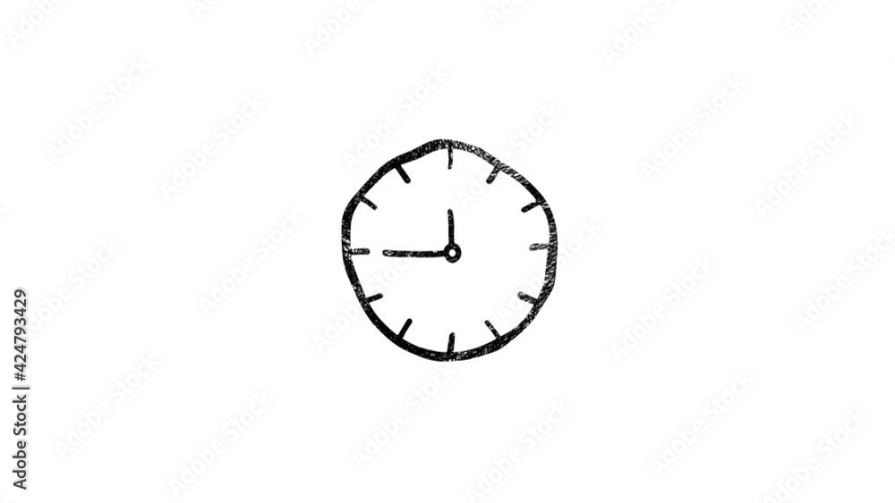 Clock and time icon in hand draw style. Motion graphics Clock and time icon in hand draw style. Motion graphics