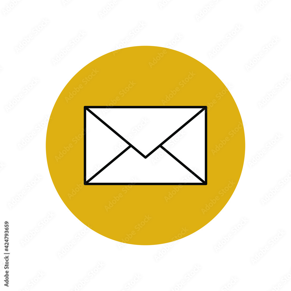Envelope black icon in a yellow circle. Express mail delivery. Fast postal service symbol for websites, applications. Sending an important message, receiving an urgent letter. Vector graphics. Envelope black icon in a yellow circle. Express mail delivery. Fast postal service symbol for websites, applications. Sending an important message, receiving an urgent letter. Vector graphics.