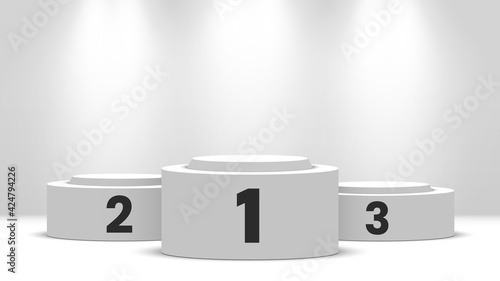 White winners podium. Blank pedestal. Vector illustration.