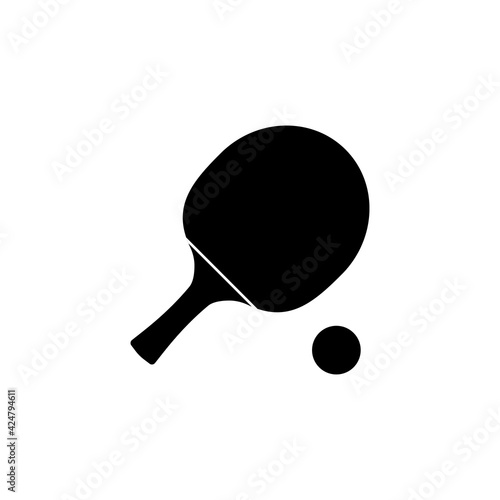 Ping pong table tennis paddle with ball flat vector icon for sports apps and websites
