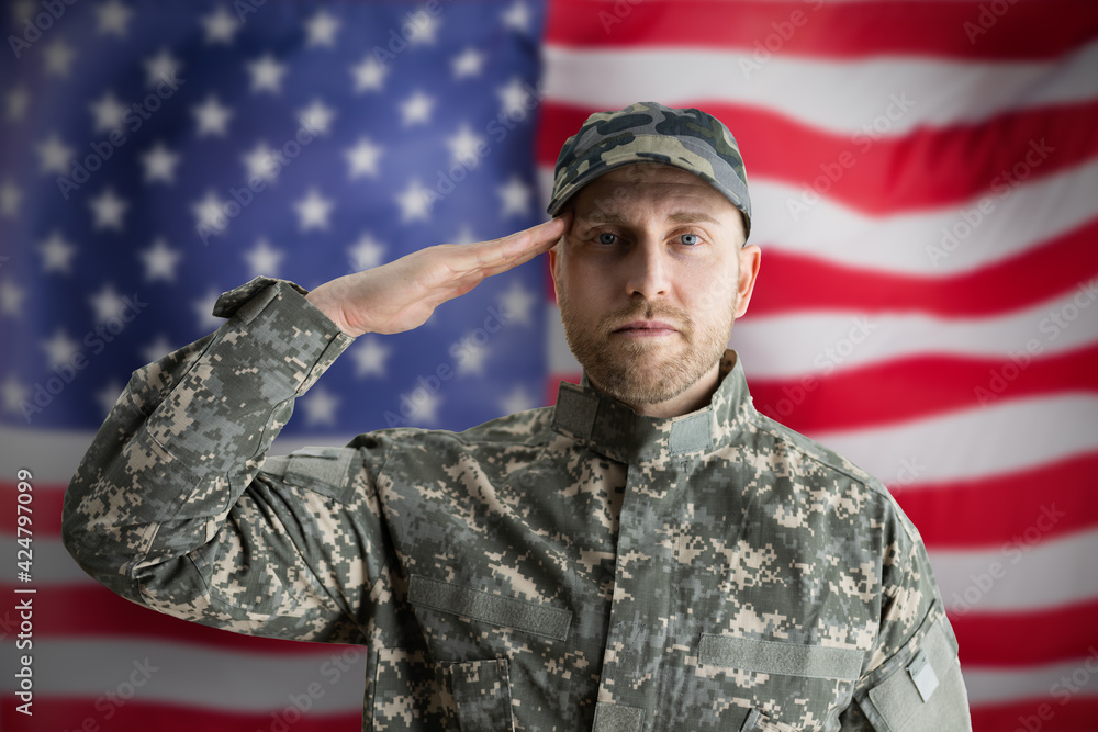 Military US Soldier Saluting Flag Military US Soldier Saluting Flag