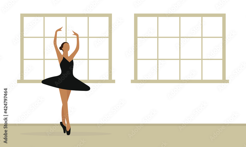 Fototapeta premium Ballerina dancing in a room with windows