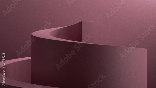 3d render, abstract pink background with modern minimal serpentine shape © NeoLeo