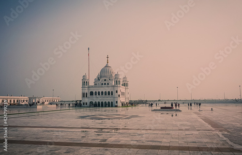 Gurdwara Sri Darbar Sahib, Kartarpur -   February, 14, 2021: Narowal, Pakistan, Opened on 09 Nov 2019, also claimed to be the largest Gurdwara in the world and second holiest site of Sikh Religion.