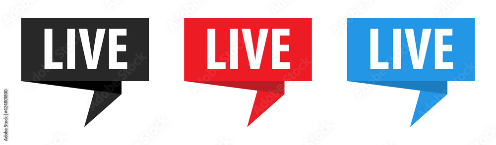 Obraz premium Live - Origami Speech Bubble. Vector banner. Label set