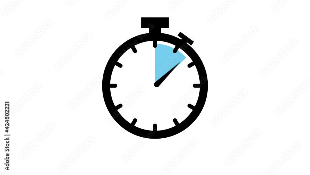 The 60 minutes, stopwatch icon. Stopwatch icon in flat style, timer on on color background. Motion graphics. The 60 minutes, stopwatch icon. Stopwatch icon in flat style, timer on on color background. Motion graphics.