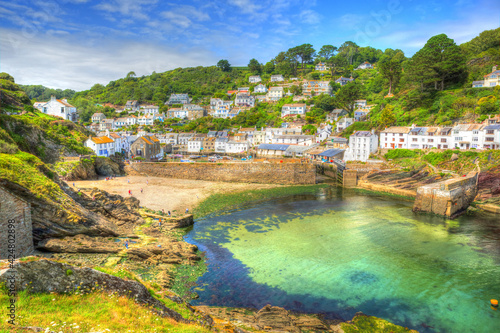 Polperro Cornwall beautiful English harbour in bright colourful HDR England UK