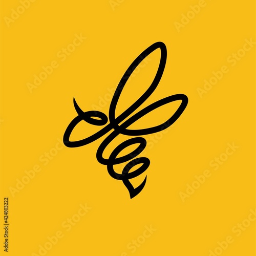 Bee logo with single line concept